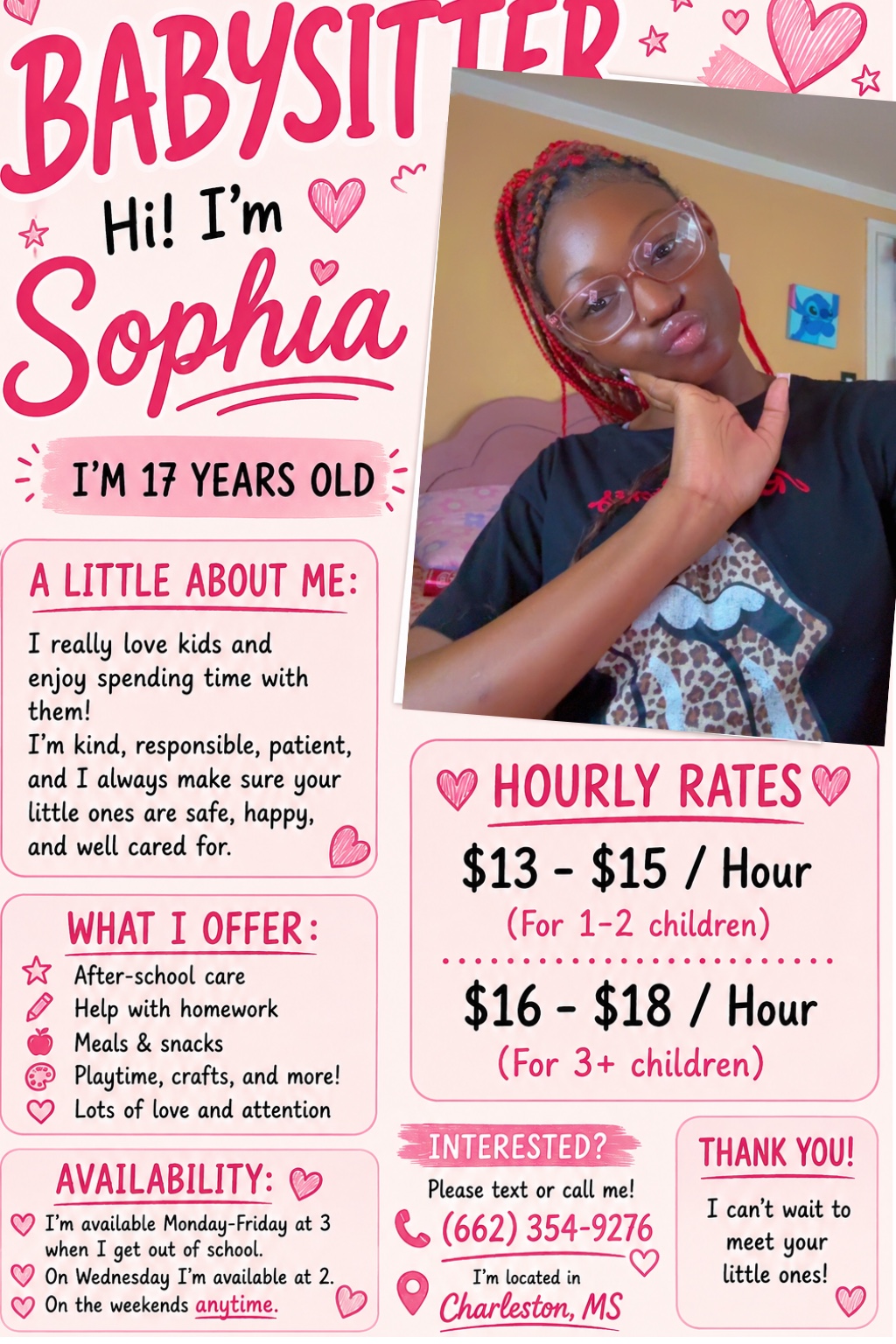 Sophia's babysitting flyer